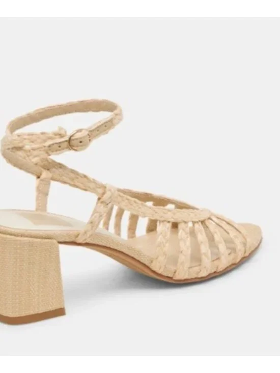 Dolce Vita Yasmin Raffia Sandals Size 8.5 Strappy Block Heel Natural Boho - Picture 8 of 15